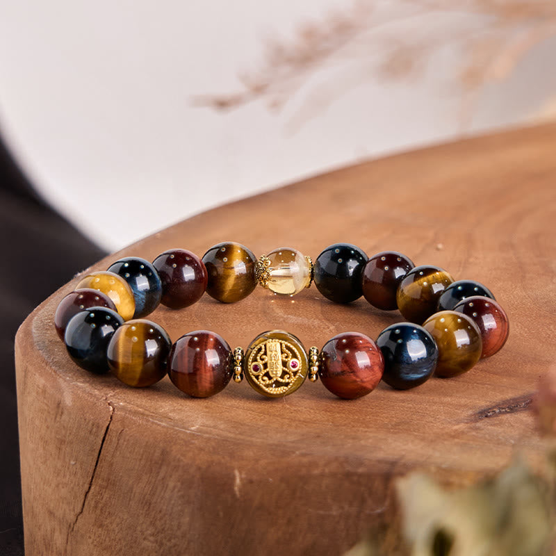Bracelet de protection courage en œil de tigre 10 mm