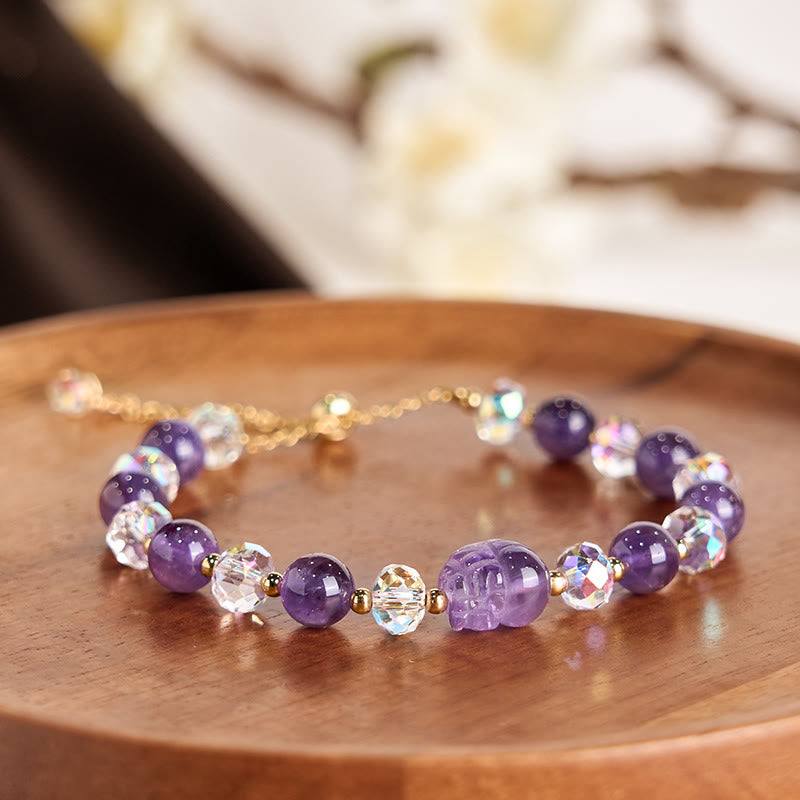 8mm Amethyst Pixiu Balance Bracelet for Emotional Healing