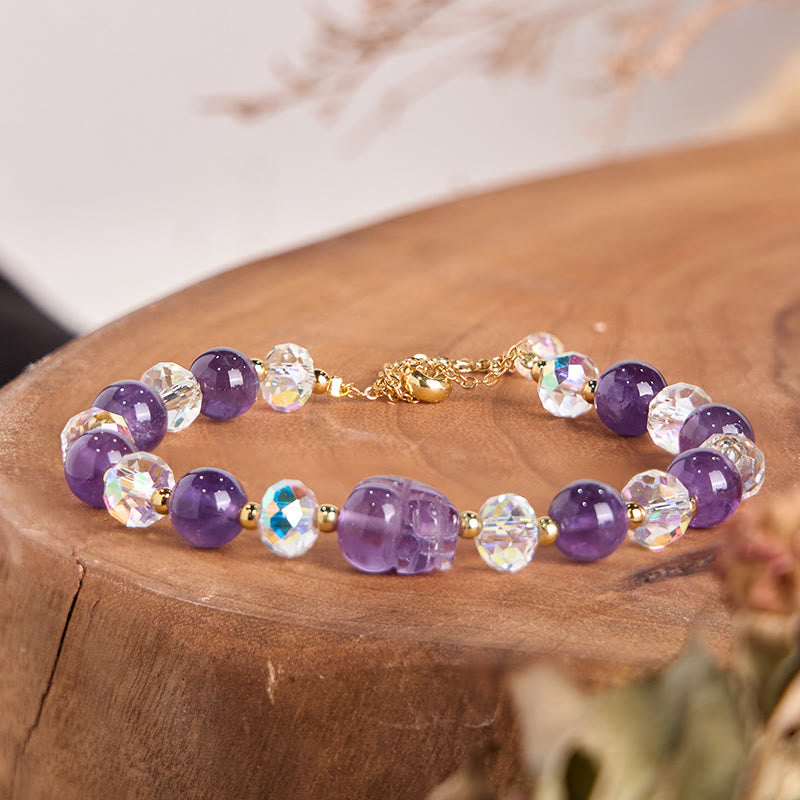 8mm Amethyst Pixiu Balance Bracelet for Emotional Healing