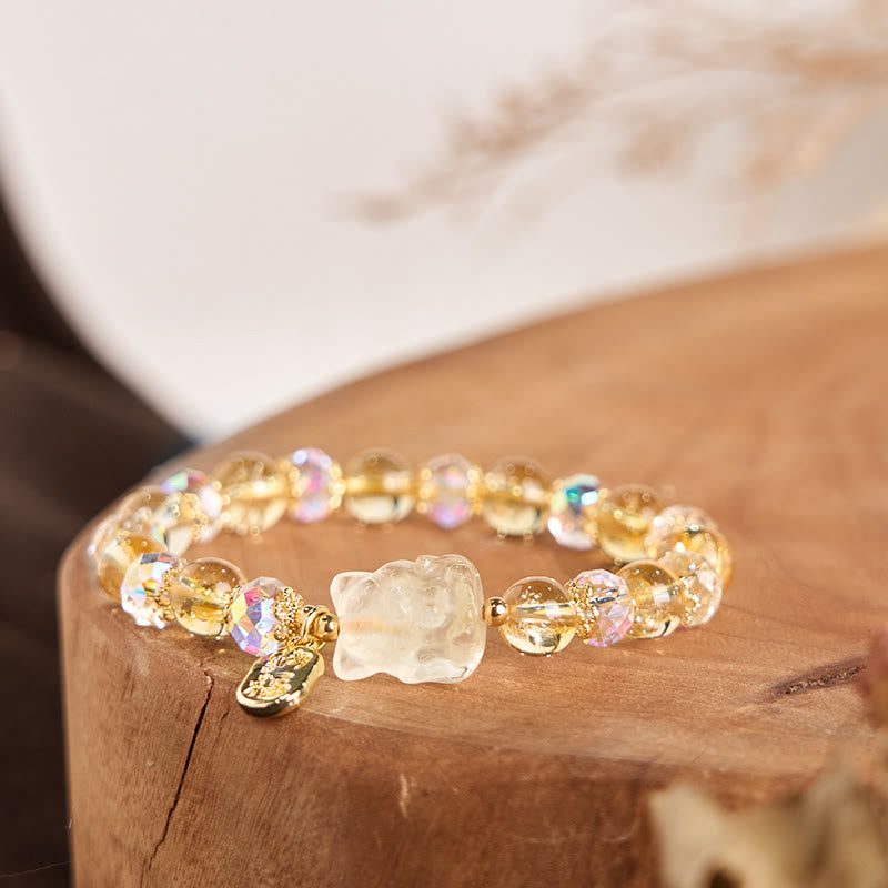Bracelet d'attraction de richesse en cristal blanc citrine 8 mm