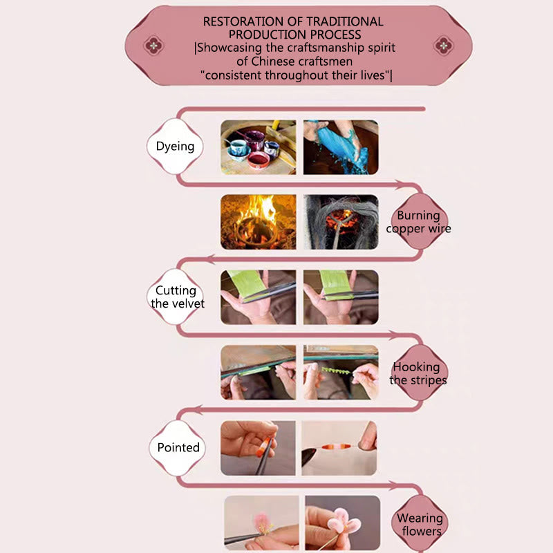 Épingle à cheveux en magnolia violet faite à la main, fleur en soie de Yangzhou