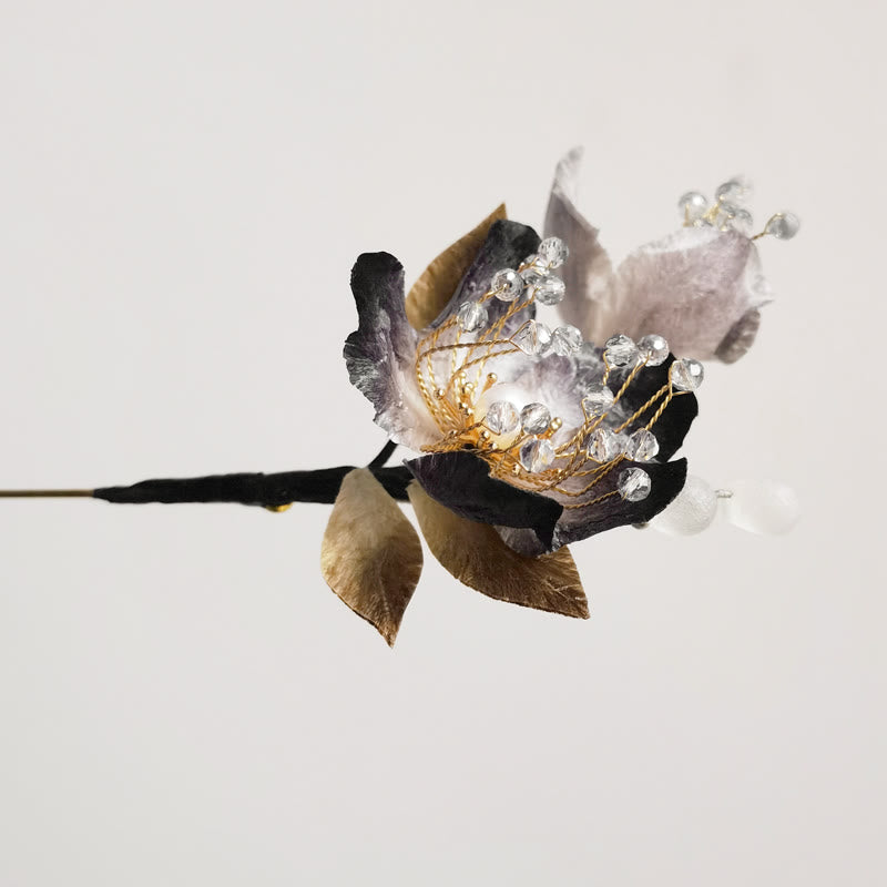 Broche fleur en velours de soie de mûrier faite à la main, 11-12 cm