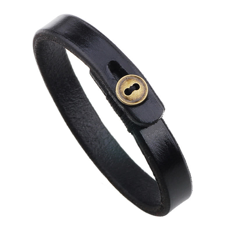 Bracelet de confiance en cuir vintage avec boucle à bouton
