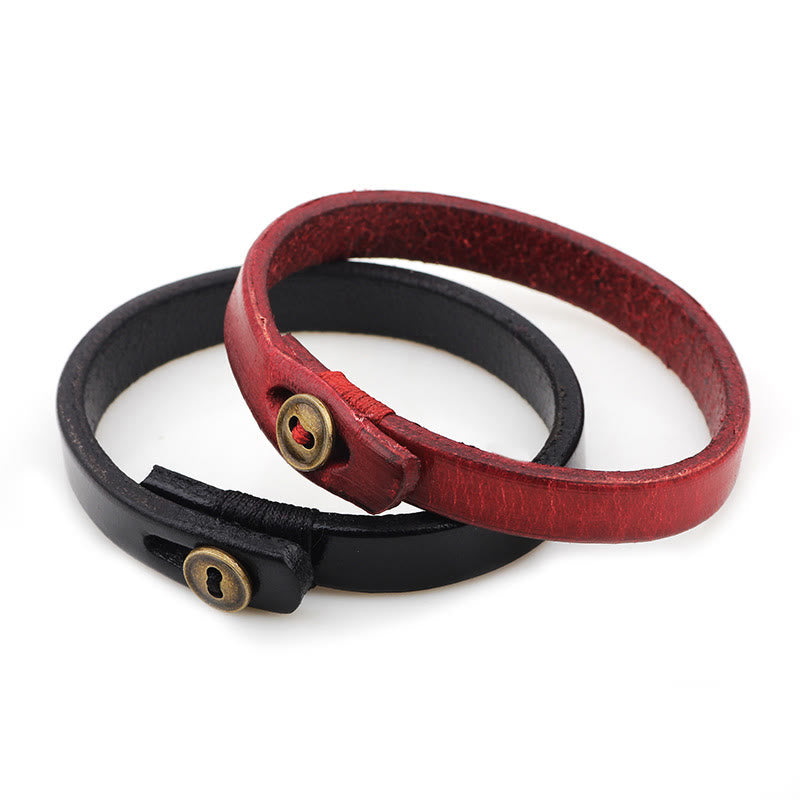 Bracelet de confiance en cuir vintage avec boucle à bouton