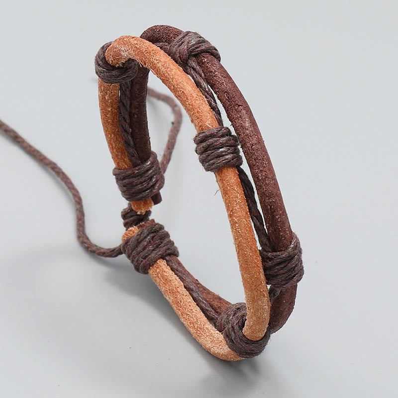 Bracelet de force vintage en cuir et corde de chanvre unisexe