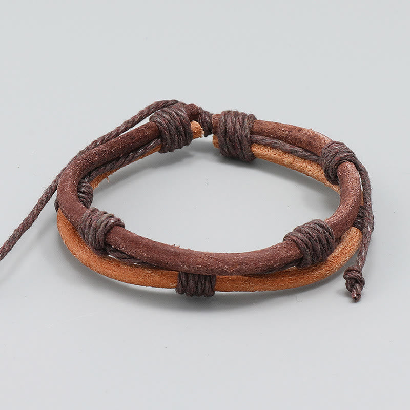 Bracelet de force vintage en cuir et corde de chanvre unisexe