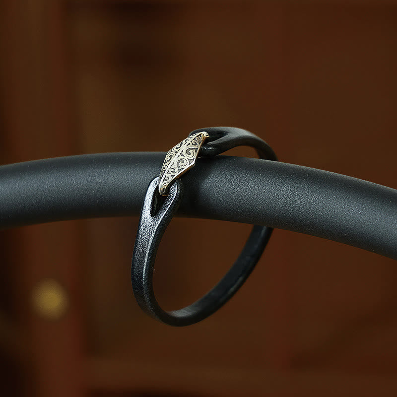 Unisex Leather Multi-turn Protection Bracelet with Silver
