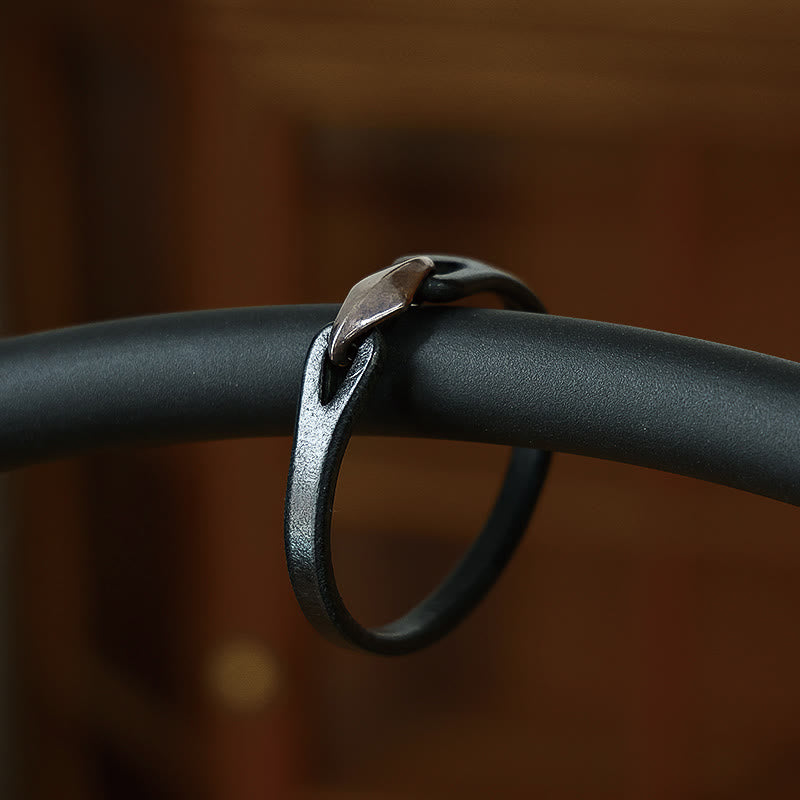 Unisex Leather Multi-turn Protection Bracelet with Silver