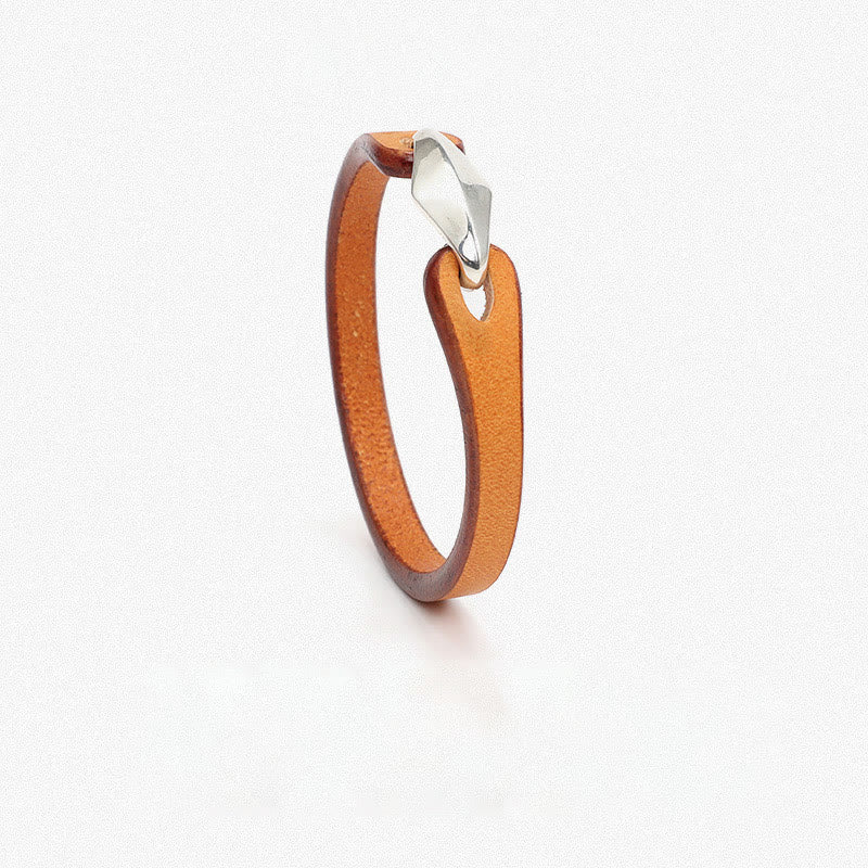 Unisex Leather Multi-turn Protection Bracelet with Silver