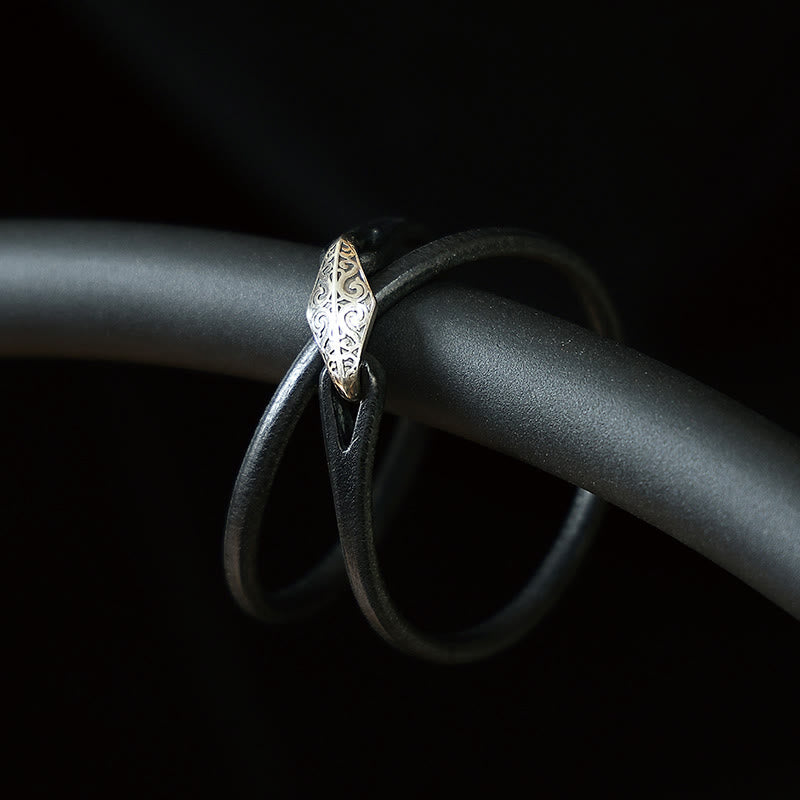 Unisex Leather Multi-turn Protection Bracelet with Silver