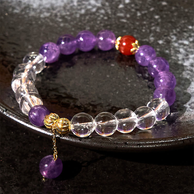 Bracelet de communication en cristal blanc améthyste 8 mm