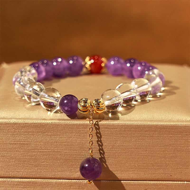 Bracelet de communication en cristal blanc améthyste 8 mm