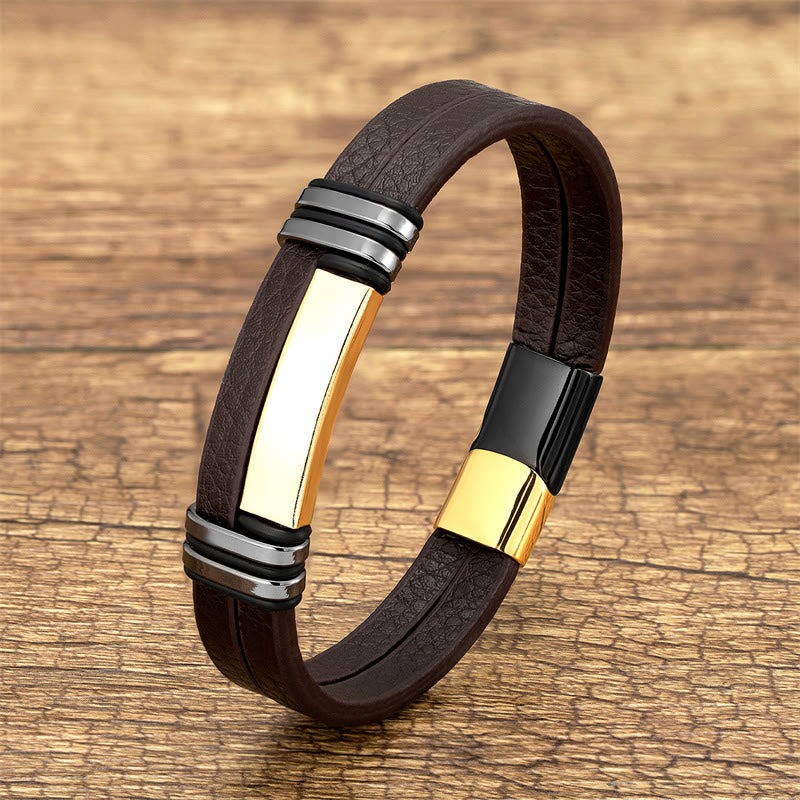 Balance Leather Titanium Steel Bracelet | Healing Sounds