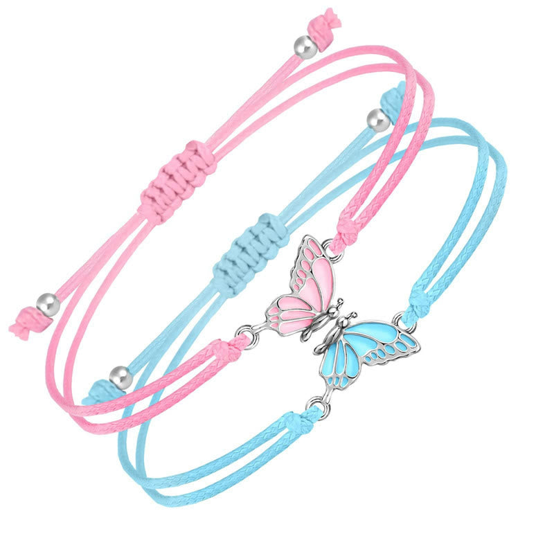 Handmade Braided Butterfly Freedom Bracelet (Set of 2)