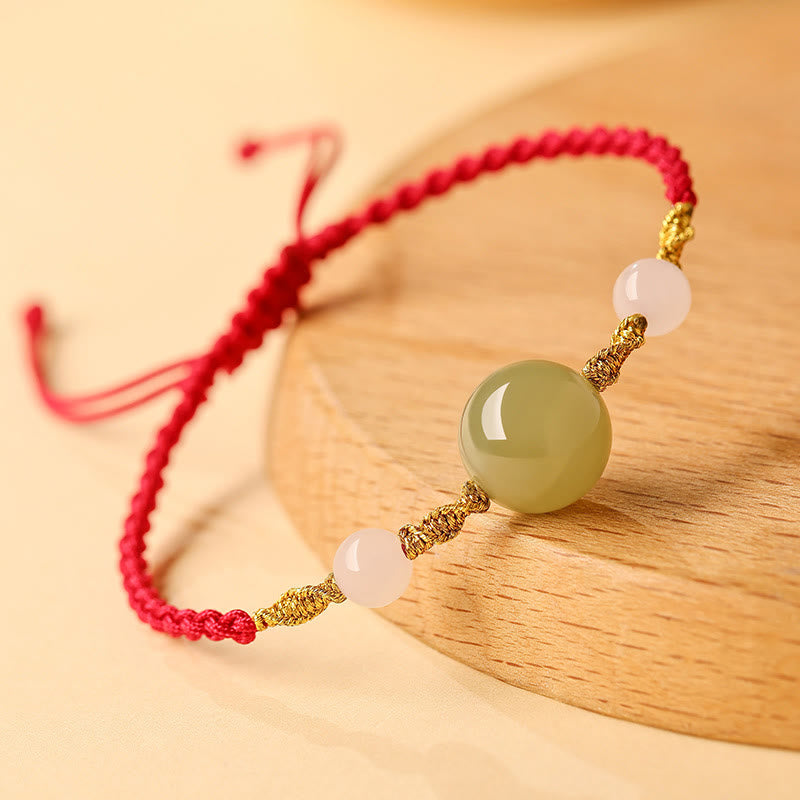 Bracelet tressé porte-bonheur en jade Hetian de 10 mm pour l'équilibre spirituel
