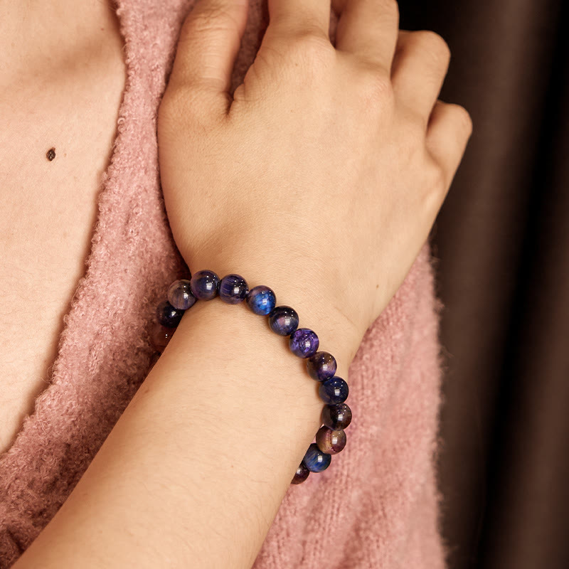 Bracelet de protection en œil de tigre naturel de 8 mm