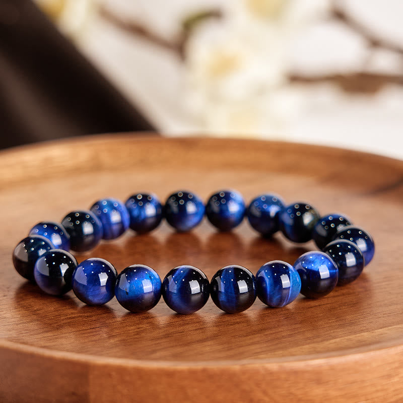 Bracelet en pierre d'équilibre œil de tigre bleu