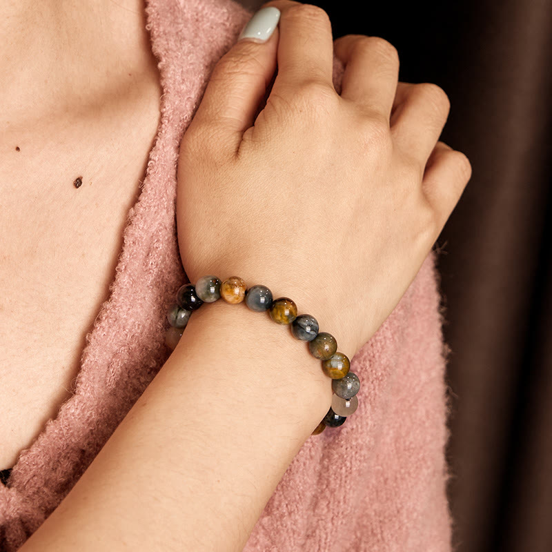 Bracelet de confiance en pierre œil d'aigle de 8 mm pour la positivité