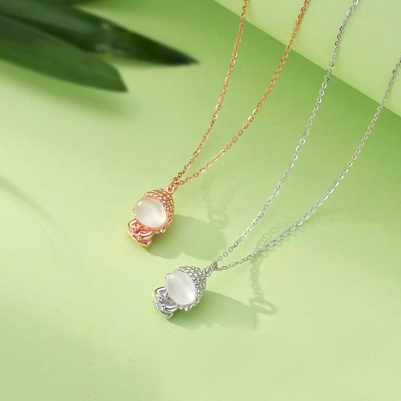 Collier pendentif Bouddha en calcédoine en argent 925
