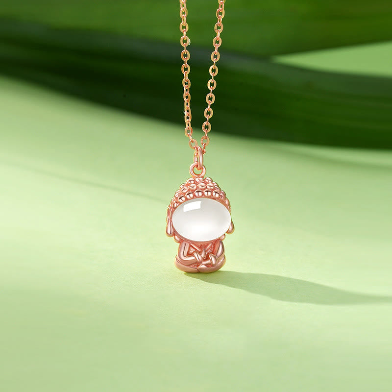 Collier pendentif Bouddha en calcédoine en argent 925