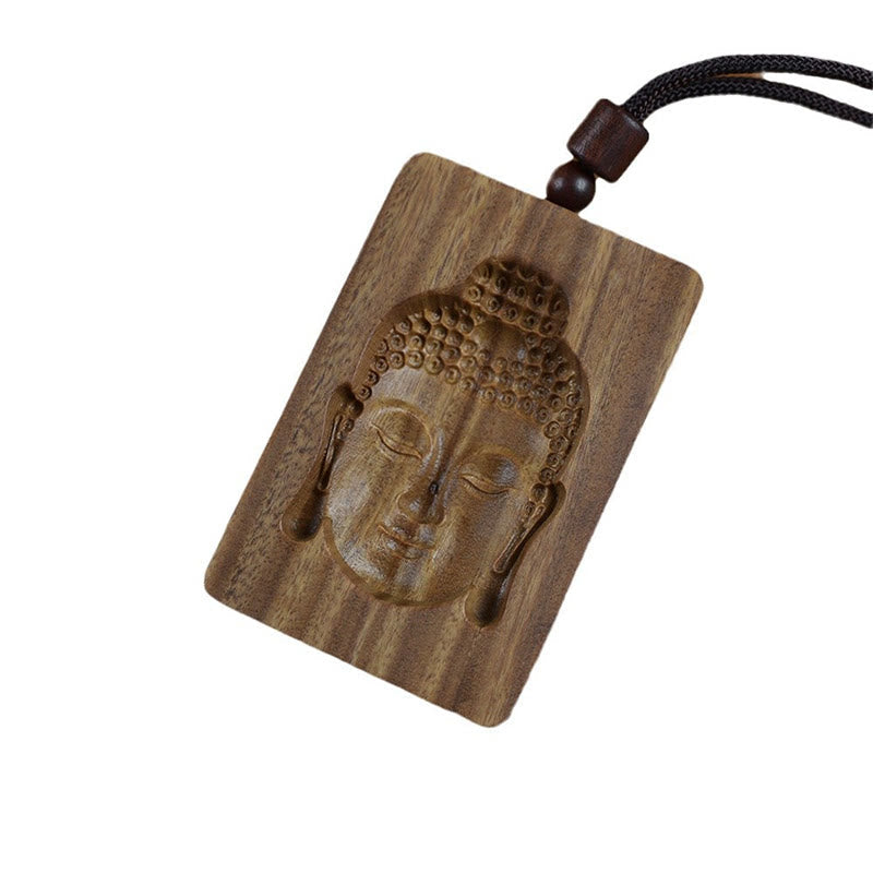 Collier pendentif Bouddha en bois de santal vert pour une énergie positive