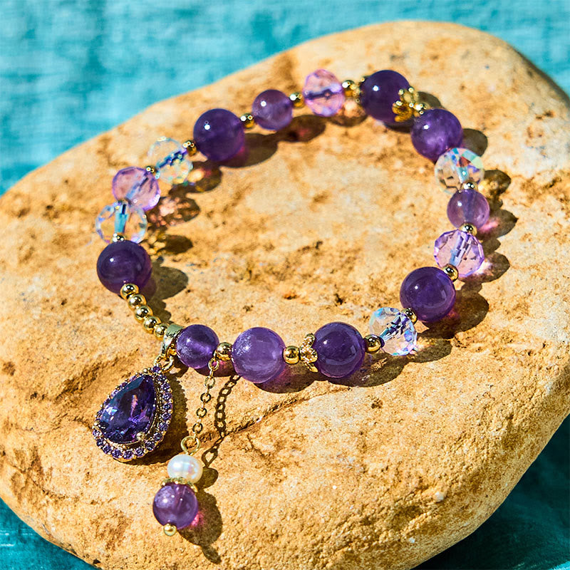 Bracelet de guérison en améthyste de 8 mm pour l'équilibre spirituel