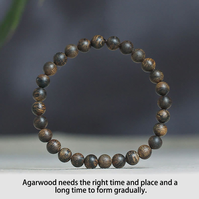 6mm Agarwood Peace Strength Bracelet for Meditation & Balance