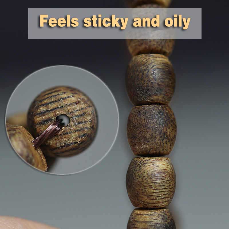 Bracelet en bois d'agar Qinan vert Hainan 6 mm, 108 perles Mala