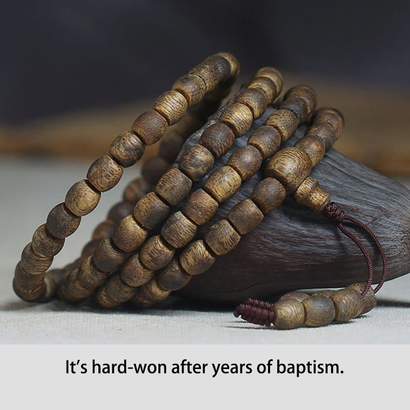 Bracelet en bois d'agar Qinan vert Hainan 6 mm, 108 perles Mala