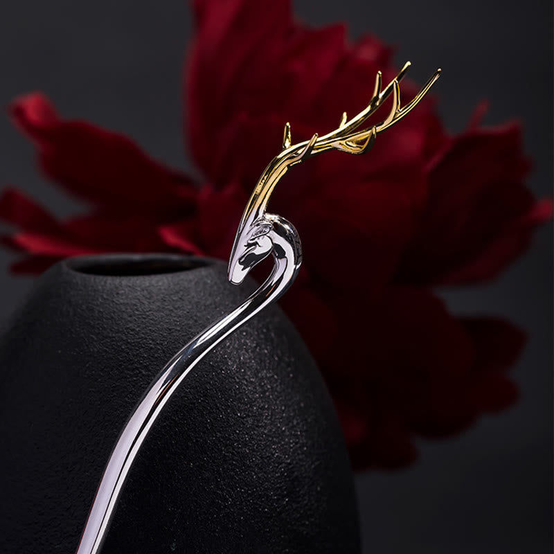 Épingle à cheveux de protection en bois de cerf en argent sterling 925