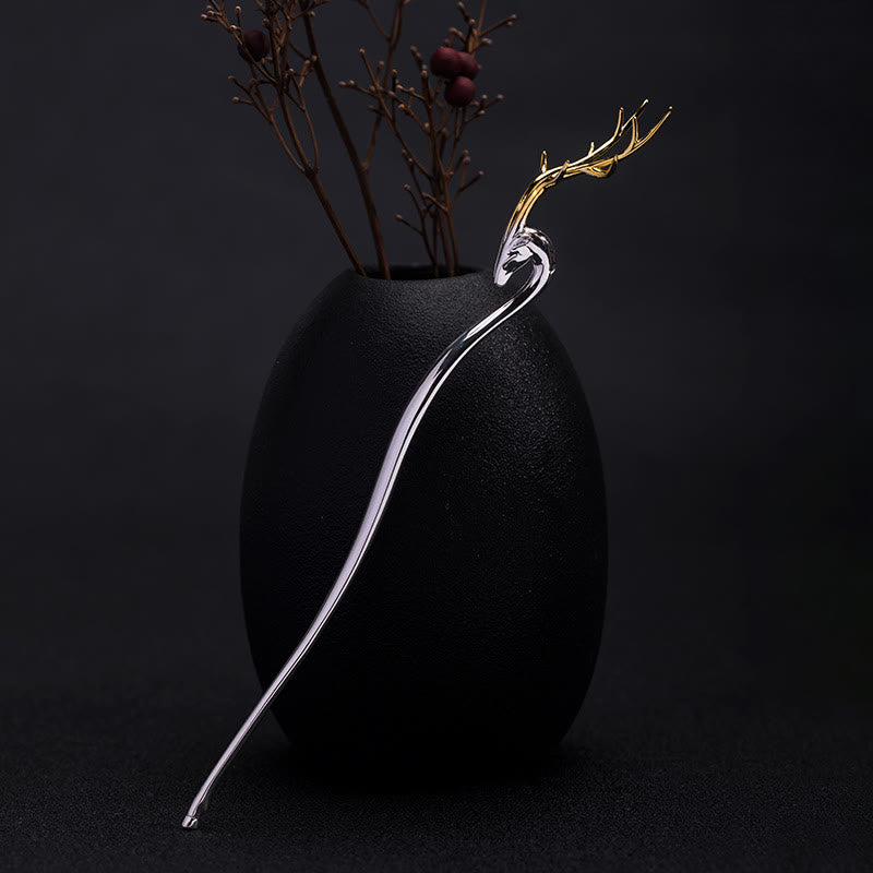 Épingle à cheveux de protection en bois de cerf en argent sterling 925