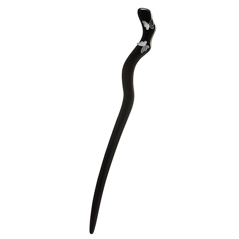 Épingle à cheveux papillon en ébène et argent 925 | Style chinois relaxant