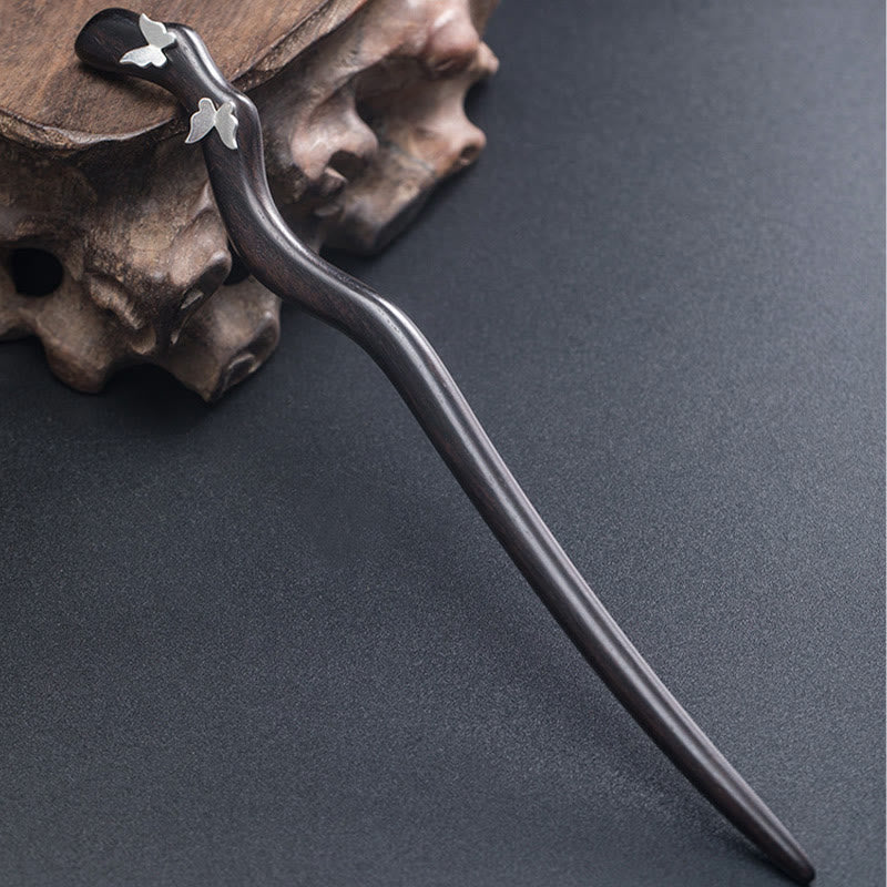 Épingle à cheveux papillon en ébène et argent 925 | Style chinois relaxant