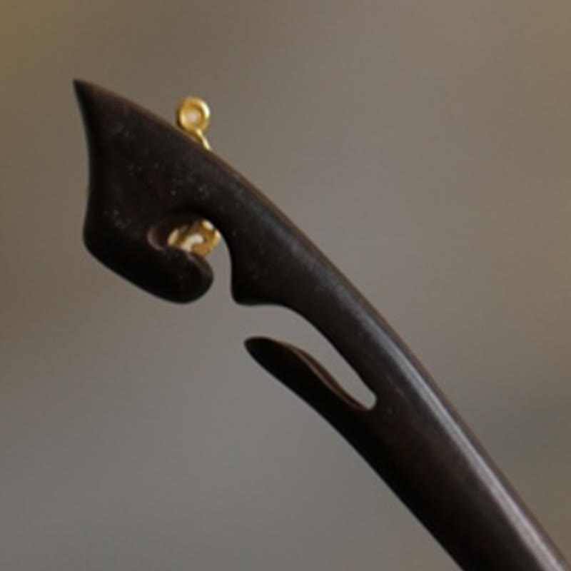 Épingle à cheveux lapin en bois de santal | Épingle à cheveux chinoise nuage de bon augure