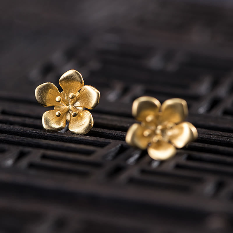 Boucles d'oreilles Balance en argent sterling en forme de fleur de pêcher