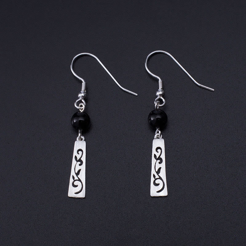 Boucles d'oreilles de protection en argent sterling et onyx noir