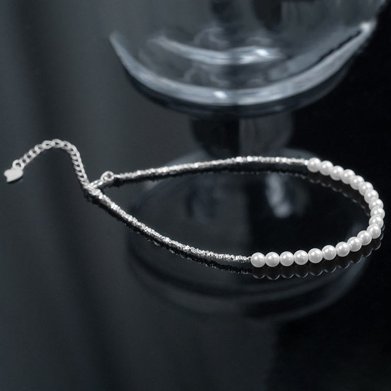 Bracelet de cheville en argent sterling 925 avec protection en perles