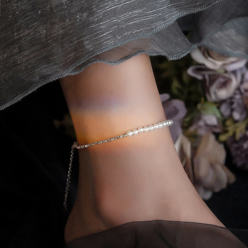 Bracelet de cheville en argent sterling 925 avec protection en perles