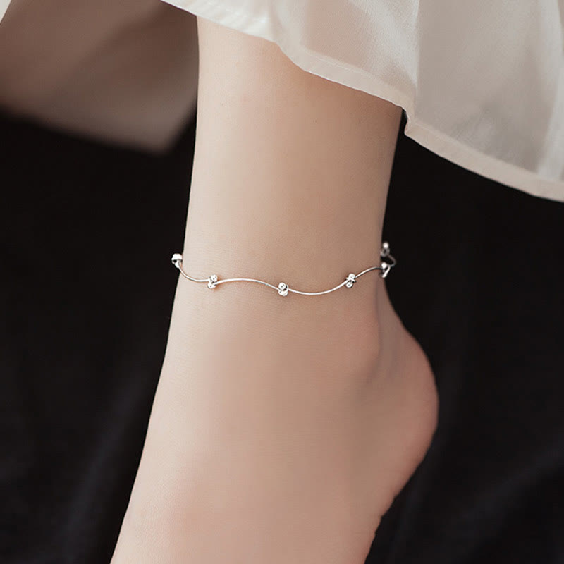 Bracelet de cheville en argent sterling 925 avec protection contre les vagues
