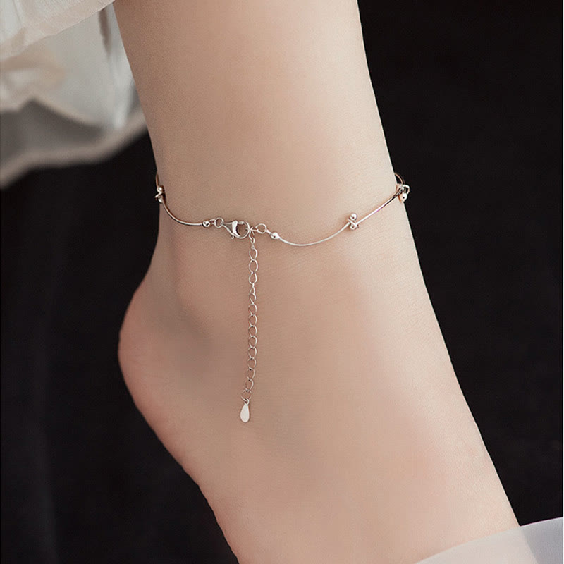 Bracelet de cheville en argent sterling 925 avec protection contre les vagues