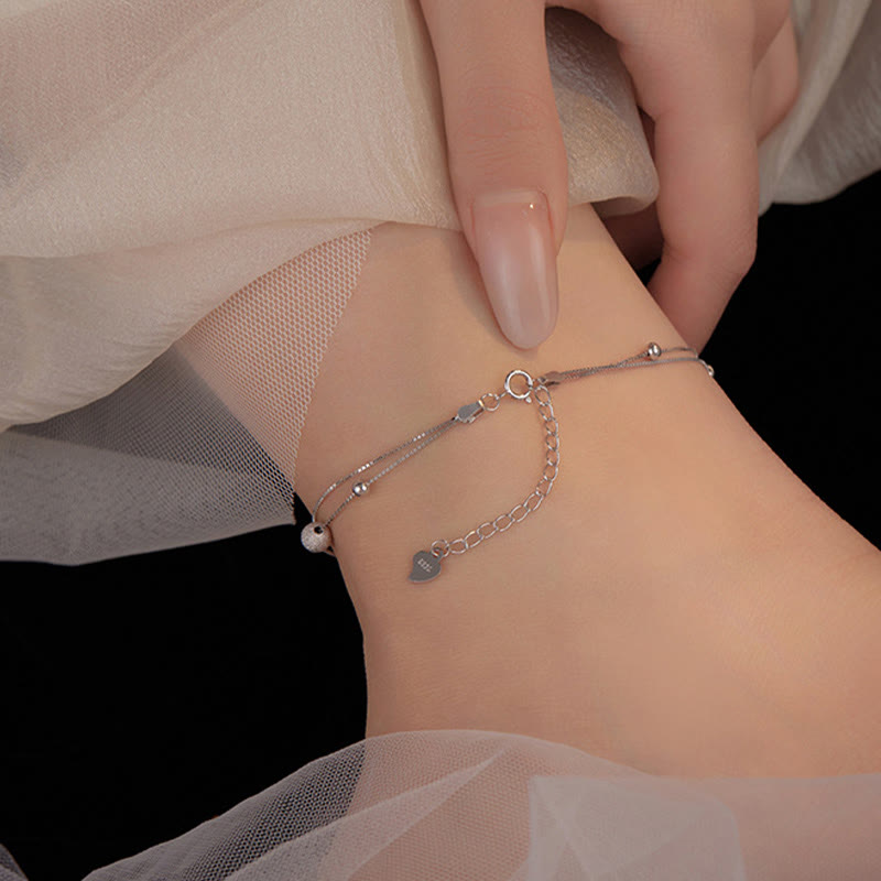 Bracelet de cheville de protection en argent sterling 925 avec motif ginkgo