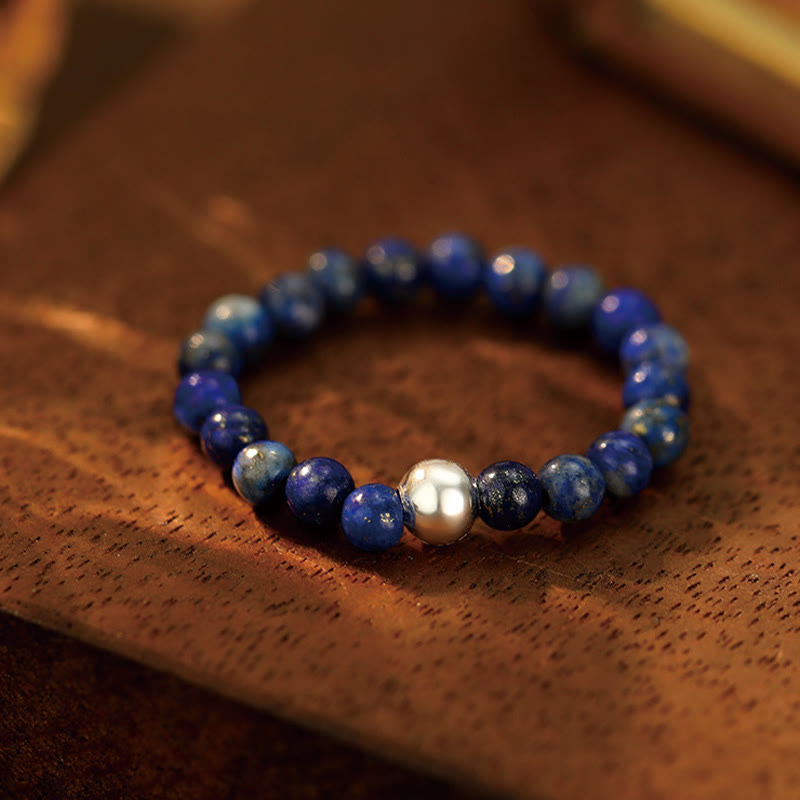 Bague en argent sterling 925 et jade avec perles de cristal pour la bénédiction et la protection