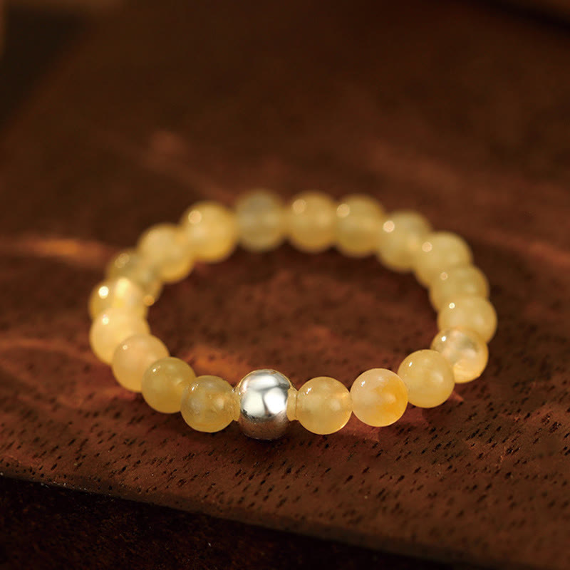 Bague en argent sterling 925 et jade avec perles de cristal pour la bénédiction et la protection