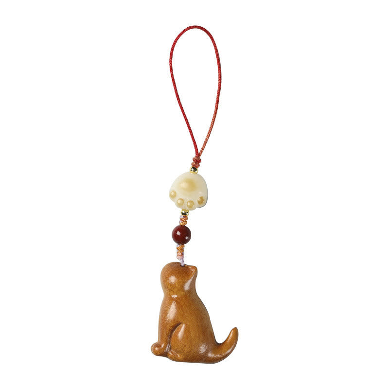 Décoration apaisante pour chat en bois de santal rouge à petites feuilles 11 cm