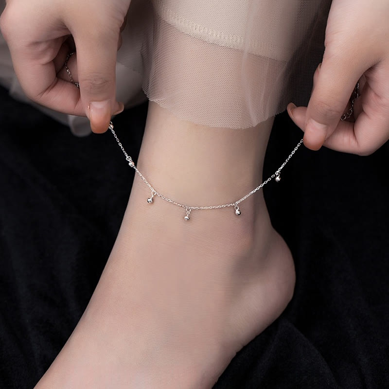 Bracelet de cheville de protection en argent sterling 925 avec petites perles