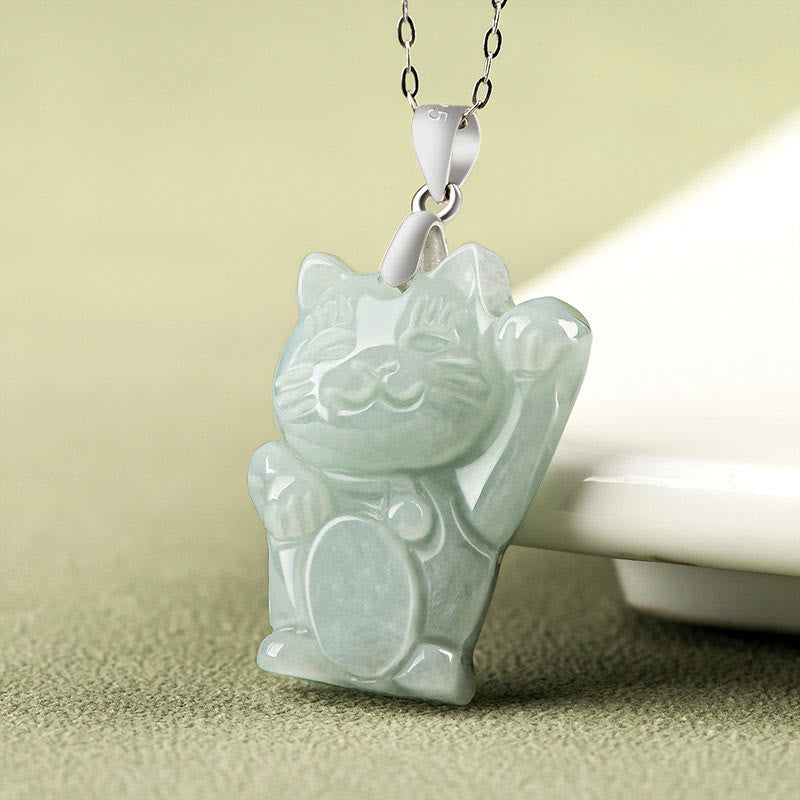 Collier de prospérité en jade Fortune Cat