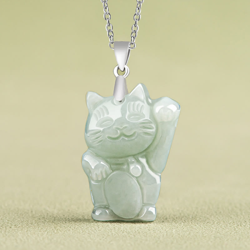 Collier de prospérité en jade Fortune Cat