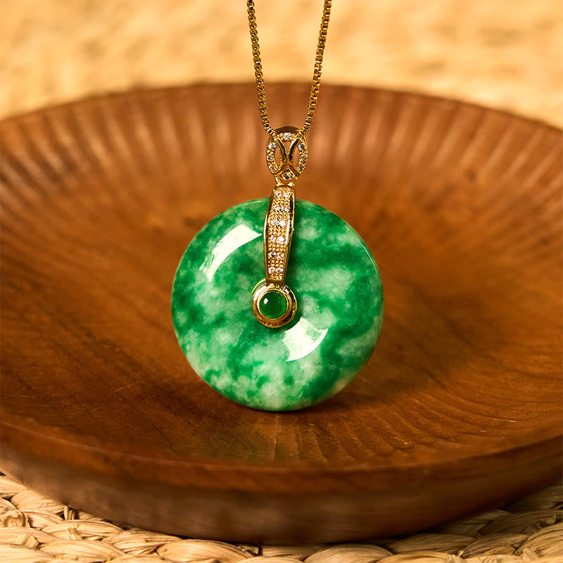 Collier de guérison avec boucle de paix en jade cyan naturel