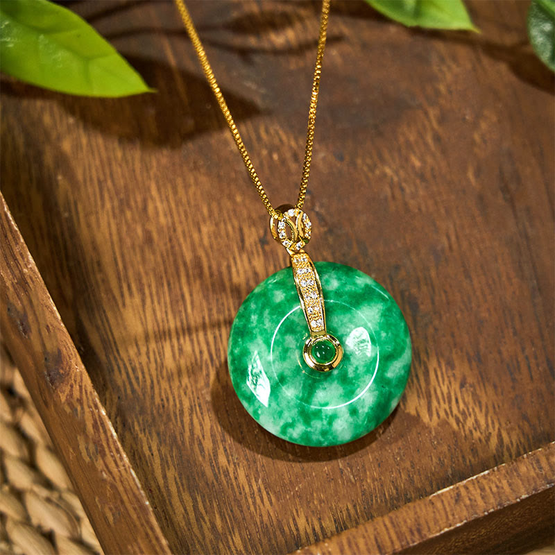 Collier de guérison avec boucle de paix en jade cyan naturel