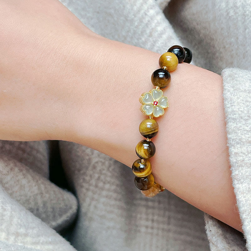 Bracelet Courage en Citrine Œil de Tigre 8 mm pour la Protection